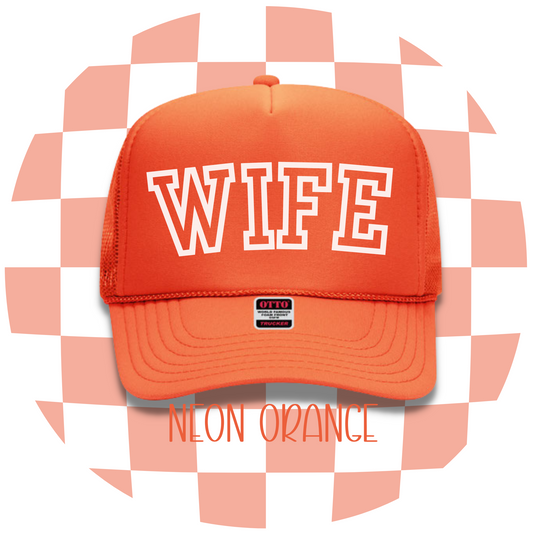 Personalized High-Profile Foam Front Trucker Cap - Neon Orange