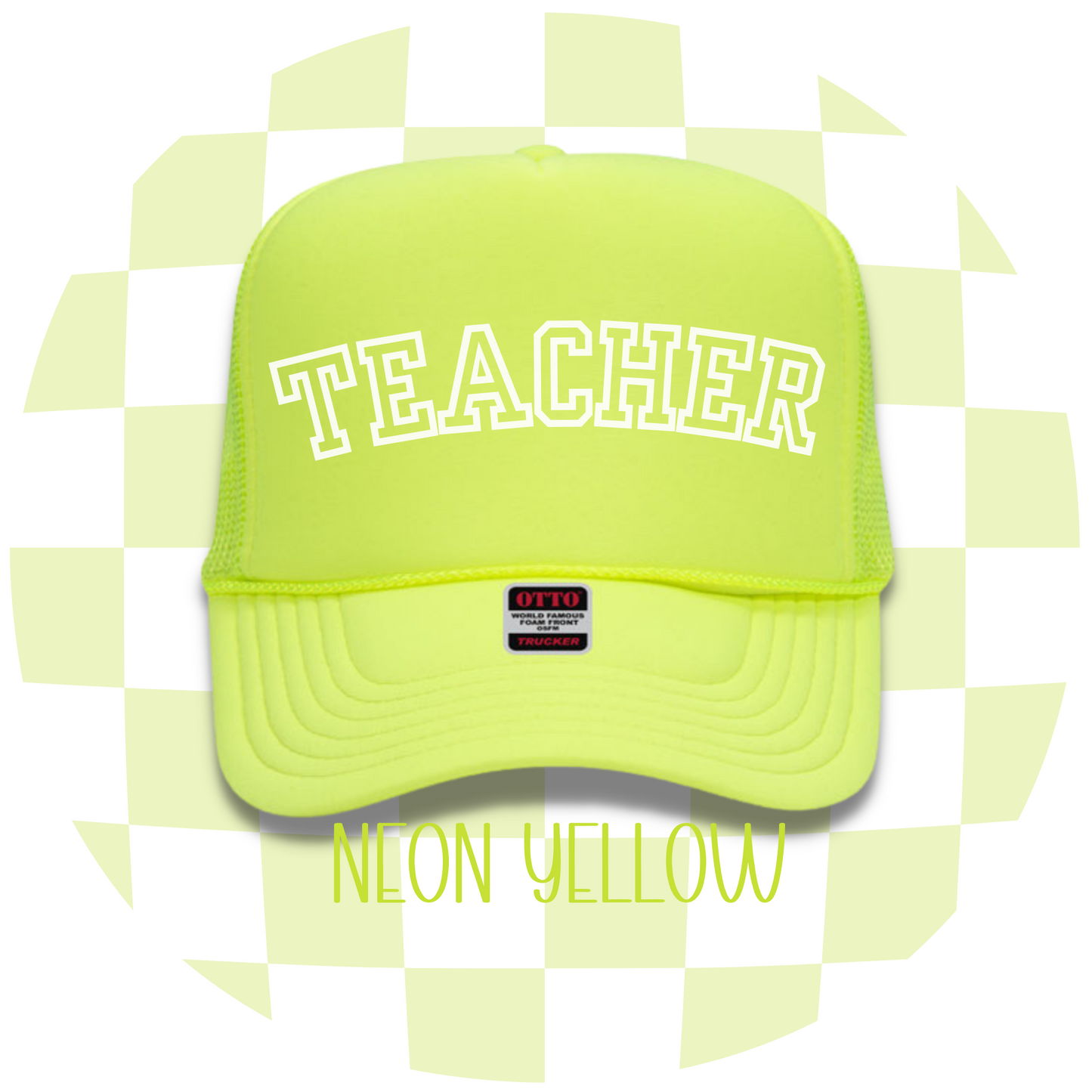 Personalized High-Profile Foam Front Trucker Cap - Neon Yellow