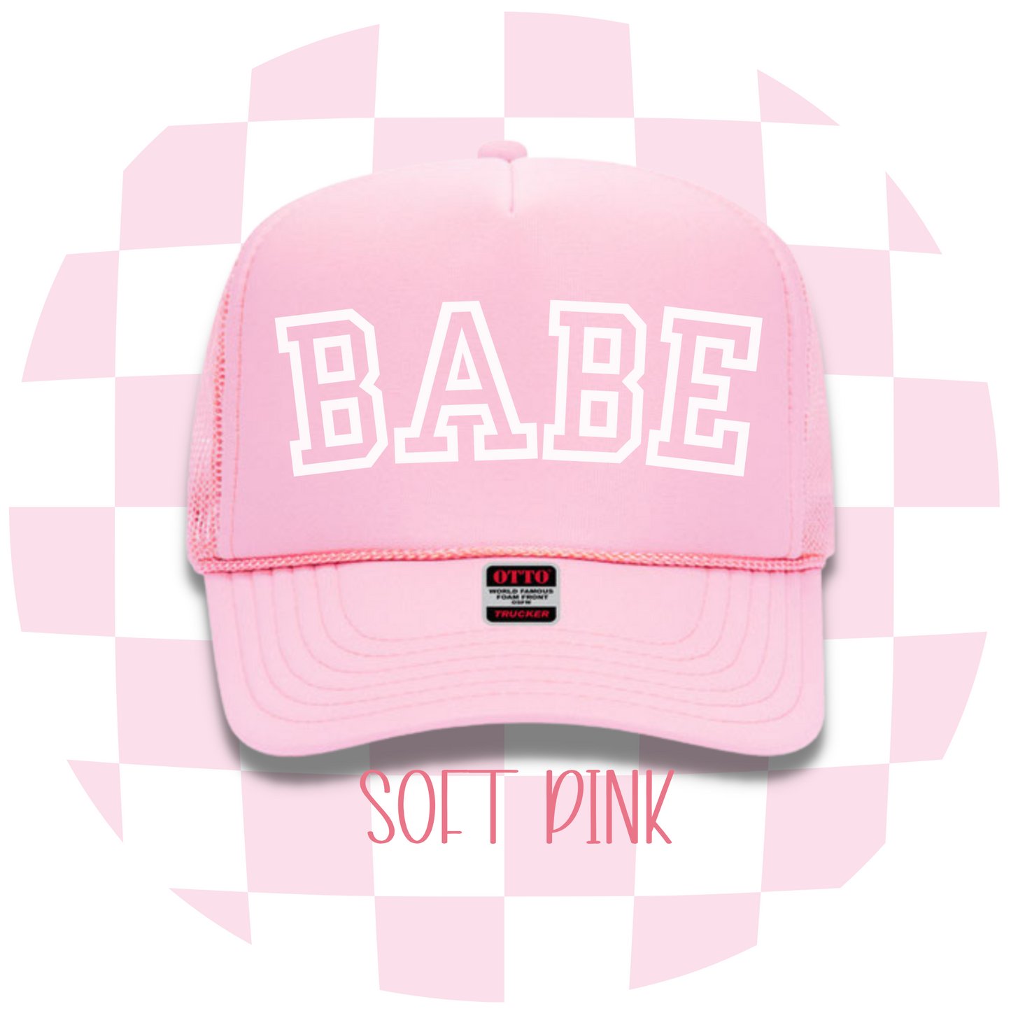 Personalized High-Profile Foam Front Trucker Cap - Pink