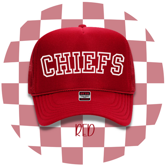 Personalized High-Profile Foam Front Trucker Cap - Red