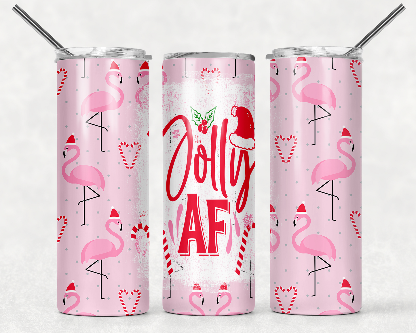 Skinny Tumbler 20 oz. - Christmas Jolly AF (Pink)