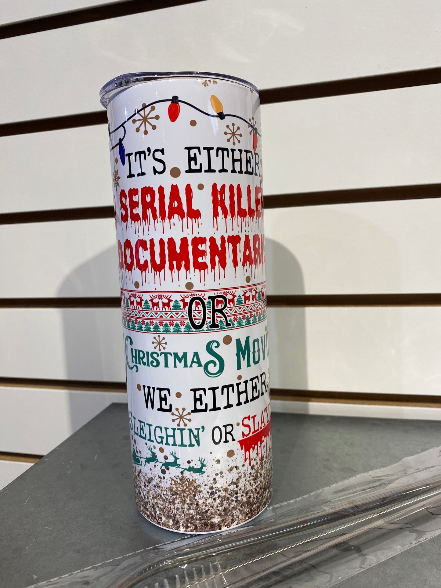 Skinny Tumbler 20 oz. - True Crime or Christmas Movies